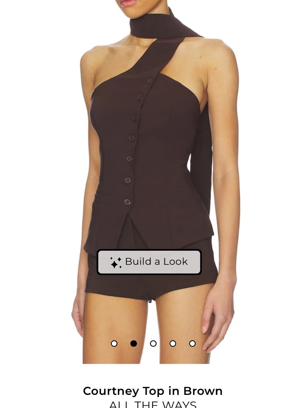 All the Ways Courtney One-Shoulder vest style Brown Top - Picture 2 of 6